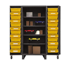 Durham - 4 Shelf 24 Bin Storage Cabinet - Steel, 36" Wide x 36" Deep x 78" High, Gray - Industrial Tool & Supply