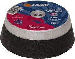 Weiler - 6" Diam, 5/8" Hole Size, 2" Overall Thickness, 16 Grit, Type 11 Tool & Cutter Grinding Wheel - Very Coarse Grade, Aluminum Oxide, R Hardness, Resinoid Bond, 6,000 RPM - Industrial Tool & Supply