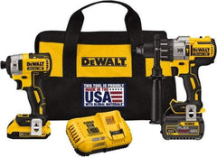 DeWALT - 20 Volt Cordless Tool Combination Kit - Includes 1/2" Brushless Hammerdrill & 1/4" Brushless Compact Impact Driver, Lithium-Ion Battery Included - Industrial Tool & Supply