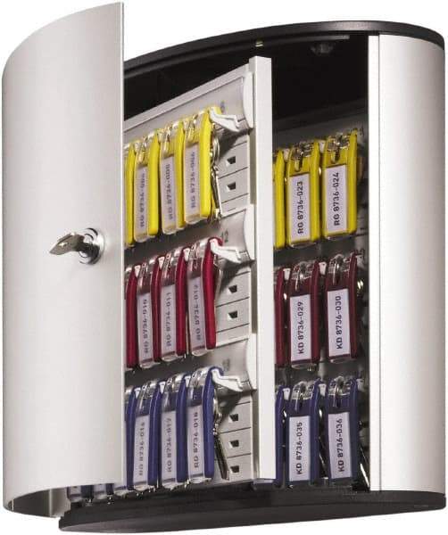 DURABLE - 36 Keys, Silver Key Storage Cabinet - 11-3/4" Wide x 4-5/8" Deep x 11" High - Industrial Tool & Supply