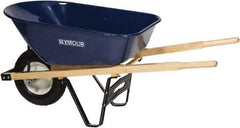 SEYMOUR-MIDWEST - 6 Cu Ft Capacity Wheelbarrow with 8" Pneumatic Wheel - Wood Handle, 59-3/4" Long x 25" Wide x 13-1/4" High, Blue - Industrial Tool & Supply