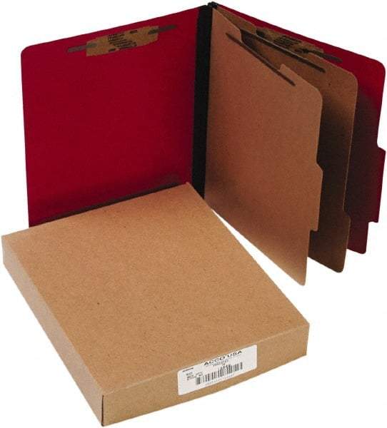ACCO - 11 x 8 1/2", Letter Size, Executive Red, File Folders with Top Tab - Right of Center Tab Cut Location - Industrial Tool & Supply