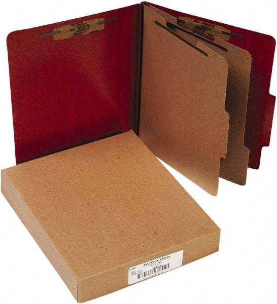 ACCO - 11 x 8 1/2", Letter Size, Red, File Folders with Top Tab - Right of Center Tab Cut Location - Industrial Tool & Supply