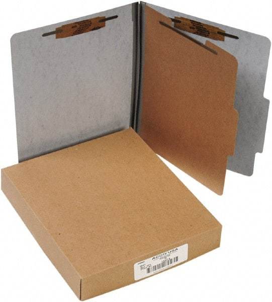 ACCO - 11 x 8 1/2", Letter Size, Gray, File Folders with Top Tab - Right of Center Tab Cut Location - Industrial Tool & Supply
