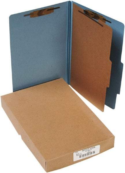 ACCO - 14 x 8 1/2", Legal, Sky Blue, File Folders with Top Tab - Right of Center Tab Cut Location - Industrial Tool & Supply