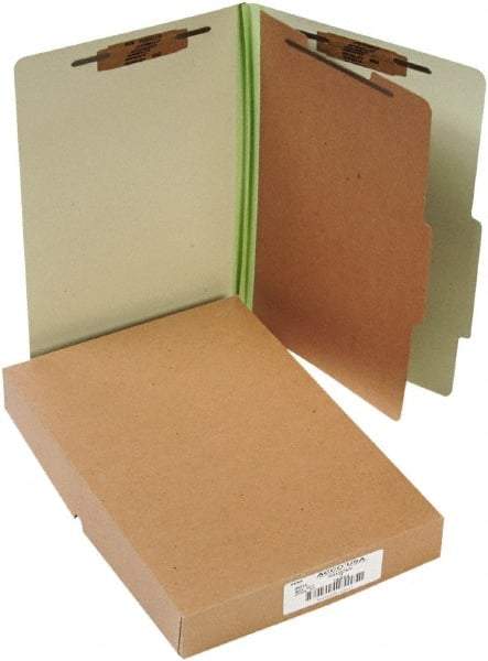 ACCO - 14 x 8 1/2", Legal, Leaf Green, File Folders with Top Tab - Right of Center Tab Cut Location - Industrial Tool & Supply