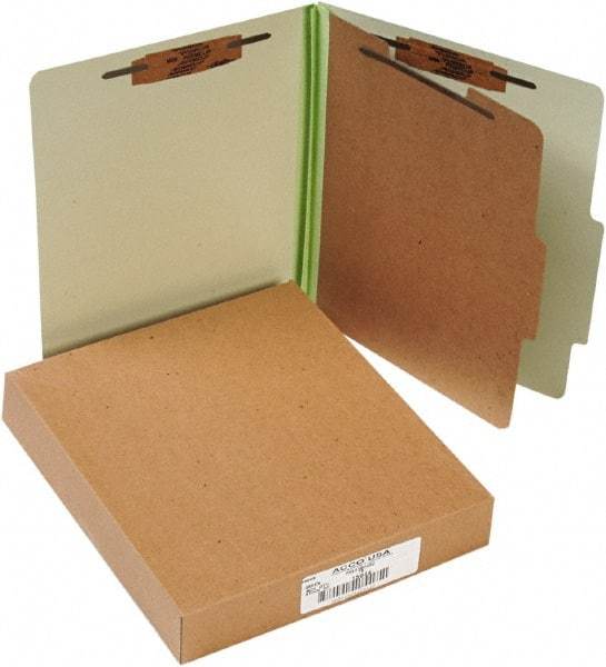ACCO - 11 x 8 1/2", Letter Size, Leaf Green, File Folders with Top Tab - Right of Center Tab Cut Location - Industrial Tool & Supply