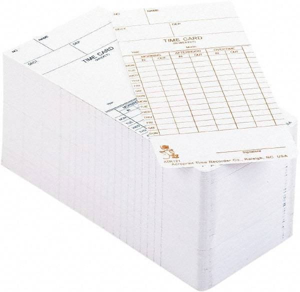 Acroprint Time Recorder - 3-2/5" High x 3-2/5" Wide Weekly/Bi-Weekly/Twice Monthly Time Cards - White, Use with Acroprint Model ATR120 - Industrial Tool & Supply