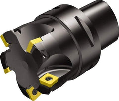 Sandvik Coromant - 5 Inserts, 58mm Cut Diam, 80mm Arbor Diam, 2mm Max Depth of Cut, Indexable Square-Shoulder Face Mill - 10° Lead Angle, 128mm High, R210-140512M Insert Compatibility, Through Coolant, Series CoroMill 210 - Industrial Tool & Supply