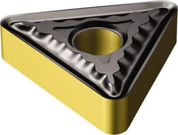 Sandvik Coromant - TNMG332 QM Grade 2025 Carbide Turning Insert - TiCN/Al2O3/TiN Finish, 60° Triangle, 3/8" Inscr Circle, 3/16" Thick, 1/32" Corner Radius - Industrial Tool & Supply