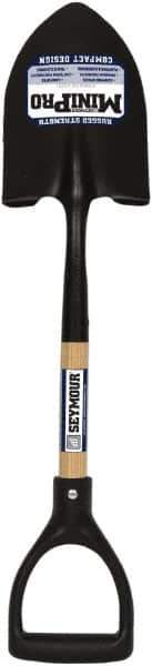 SEYMOUR-MIDWEST - 8" High x 6" Wide Round Steel Shovel - 27" Long Wood D-Grip Handle, Front Turned - Industrial Tool & Supply