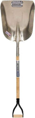 SEYMOUR-MIDWEST - 20" High x 15-1/8" Wide Square Aluminum Scoop - 36" Long Wood D-Grip Handle, No Step - Industrial Tool & Supply