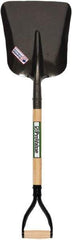 SEYMOUR-MIDWEST - 14" High x 11-1/4" Wide Square Steel Scoop - 26" Long Wood D-Grip Handle, No Step - Industrial Tool & Supply