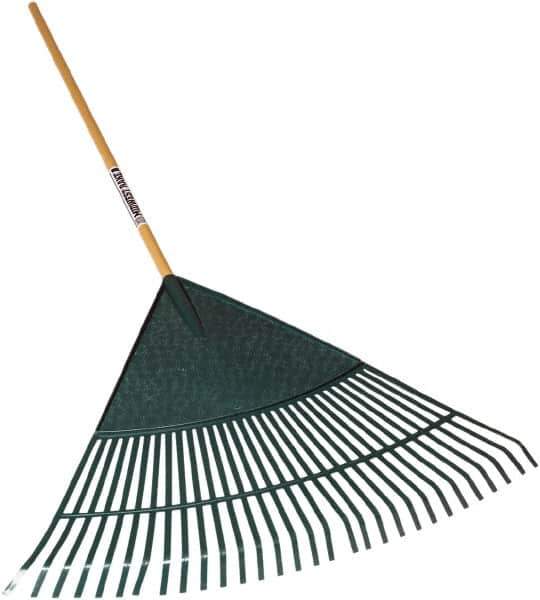 SEYMOUR-MIDWEST - Leaf Rake with 48" Straight Wood Handle - 1/2" Blade Width, 30 Tines, 21" Tine Length - Industrial Tool & Supply