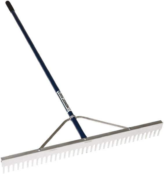 SEYMOUR-MIDWEST - Landscape Rake with 66" Straight Aluminum Handle - 1/2" Blade Width, 24 Tines, 2-1/2" Tine Length - Industrial Tool & Supply