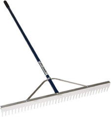 SEYMOUR-MIDWEST - Landscape Rake with 66" Straight Aluminum Handle - 1/2" Blade Width, 24 Tines, 2-1/2" Tine Length - Industrial Tool & Supply