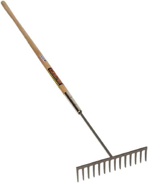 SEYMOUR-MIDWEST - Asphalt Rake with 60" Straight Wood Handle - 1/2" Blade Width, 14 Tines, 3-1/2" Tine Length - Industrial Tool & Supply