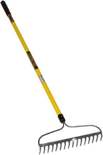 SEYMOUR-MIDWEST - Bow Rake with 60" Straight Fiberglass Handle - 1/2" Blade Width, 16 Tines, 3" Tine Length - Industrial Tool & Supply