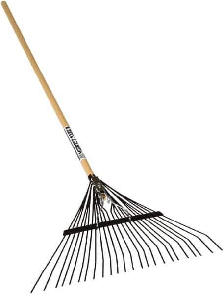 SEYMOUR-MIDWEST - Leaf Rake with 54" Straight Wood Handle - 1/2" Blade Width, 24 Tines, 10" Tine Length - Industrial Tool & Supply