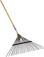 SEYMOUR-MIDWEST - Leaf Rake with 54" Straight Wood Handle - 1/2" Blade Width, 24 Tines, 10" Tine Length - Industrial Tool & Supply