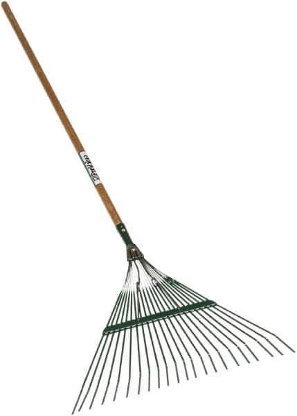 SEYMOUR-MIDWEST - Leaf Rake with 48" Straight Wood Handle - 1/2" Blade Width, 22 Tines, 16" Tine Length - Industrial Tool & Supply