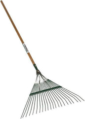 SEYMOUR-MIDWEST - Leaf Rake with 48" Straight Wood Handle - 1/2" Blade Width, 22 Tines, 16" Tine Length - Industrial Tool & Supply