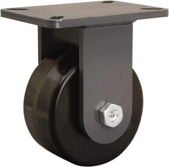 Hamilton - 6" Diam x 3" Wide x 8" OAH Top Plate Mount Rigid Caster - Phenolic, 2,000 Lb Capacity, Tapered Roller Bearing, 5-1/4 x 7-1/4" Plate - Industrial Tool & Supply