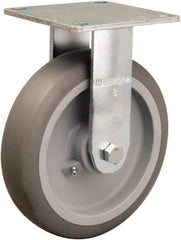 Hamilton - 8" Diam x 2" Wide x 9-1/2" OAH Top Plate Mount Rigid Caster - Rubber Mold on Polyolefin, 500 Lb Capacity, Straight Roller Bearing, 5 x 5-1/2" Plate - Industrial Tool & Supply