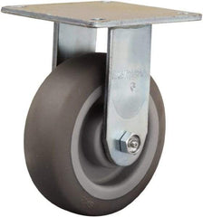 Hamilton - 6" Diam x 2" Wide x 7-1/2" OAH Top Plate Mount Rigid Caster - Rubber Mold on Polyolefin, 410 Lb Capacity, Straight Roller Bearing, 5 x 5-1/2" Plate - Industrial Tool & Supply