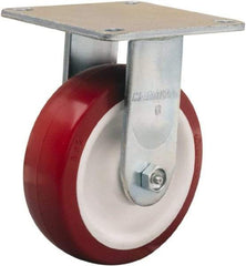 Hamilton - 6" Diam x 2" Wide x 7-1/2" OAH Top Plate Mount Rigid Caster - Polyurethane Mold on Polypropylene, 900 Lb Capacity, Straight Roller Bearing, 5 x 5-1/2" Plate - Industrial Tool & Supply