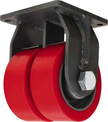 Hamilton - 12" Diam x 4" Wide x 15-1/2" OAH Top Plate Mount Dual Rigid Caster - Polyurethane Mold on Forged Steel, 14,400 Lb Capacity, Tapered Roller Bearing, 8-1/2 x 8-1/2" Plate - Industrial Tool & Supply
