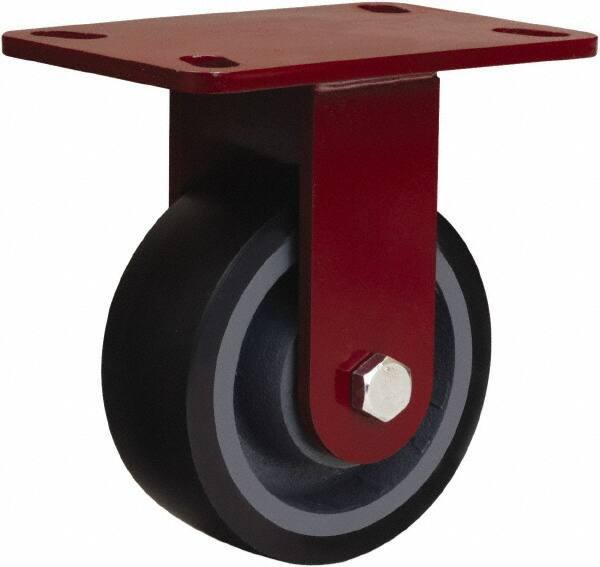 Hamilton - 5" Diam x 2" Wide x 6-3/4" OAH Top Plate Mount Rigid Caster - Polyurethane Mold onto Cast Iron Center, 1,360 Lb Capacity, Sealed Precision Ball Bearing, 4-1/2 x 6-1/2" Plate - Industrial Tool & Supply