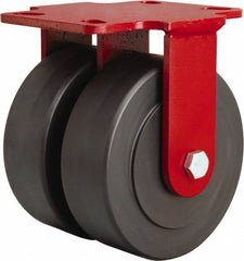 Hamilton - 6" Diam x 2" Wide x 7-3/4" OAH Top Plate Mount Rigid Caster - Nylon, 2,500 Lb Capacity, Sealed Precision Ball Bearing, 4-1/2 x 6-1/2" Plate - Industrial Tool & Supply