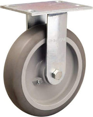 Hamilton - 8" Diam x 2" Wide x 9-1/2" OAH Top Plate Mount Rigid Caster - Rubber Mold on Polyolefin, 500 Lb Capacity, Straight Roller Bearing, 4-1/2 x 6-1/4" Plate - Industrial Tool & Supply