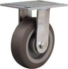 Hamilton - 6" Diam x 2" Wide x 7-1/2" OAH Top Plate Mount Rigid Caster - Rubber Mold on Polyolefin, 410 Lb Capacity, Straight Roller Bearing, 4-1/2 x 6-1/4" Plate - Industrial Tool & Supply