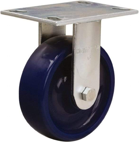 Hamilton - 6" Diam x 2" Wide x 7-1/2" OAH Top Plate Mount Rigid Caster - Polyurethane, 900 Lb Capacity, Sealed Precision Ball Bearing, 4-1/2 x 6-1/4" Plate - Industrial Tool & Supply