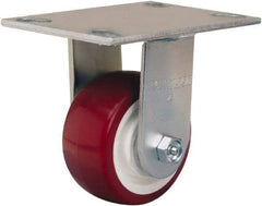 Hamilton - 4" Diam x 2" Wide x 5-5/8" OAH Top Plate Mount Rigid Caster - Polyurethane Mold on Polypropylene, 500 Lb Capacity, Straight Roller Bearing, 4-1/2 x 6-1/4" Plate - Industrial Tool & Supply