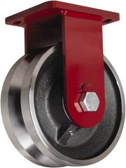 Hamilton - 10" Diam x 4" Wide, Iron Rigid Caster - 7,500 Lb Capacity, Top Plate Mount, 6-1/2" x 7-1/2" Plate, Tapered Roller Bearing - Industrial Tool & Supply