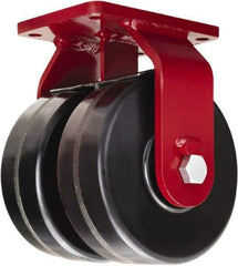 Hamilton - 10" Diam x 3" Wide x 12-1/2" OAH Top Plate Mount Dual Rigid Caster - Phenolic, 4,000 Lb Capacity, Straight Roller Bearing, 5-1/2 x 7-1/2" Plate - Industrial Tool & Supply