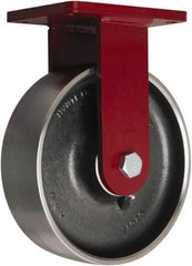 Hamilton - 10" Diam x 3" Wide x 11-1/2" OAH Top Plate Mount Rigid Caster - Forged Steel, 3,200 Lb Capacity, Sealed Precision Ball Bearing, 5 x 7" Plate - Industrial Tool & Supply