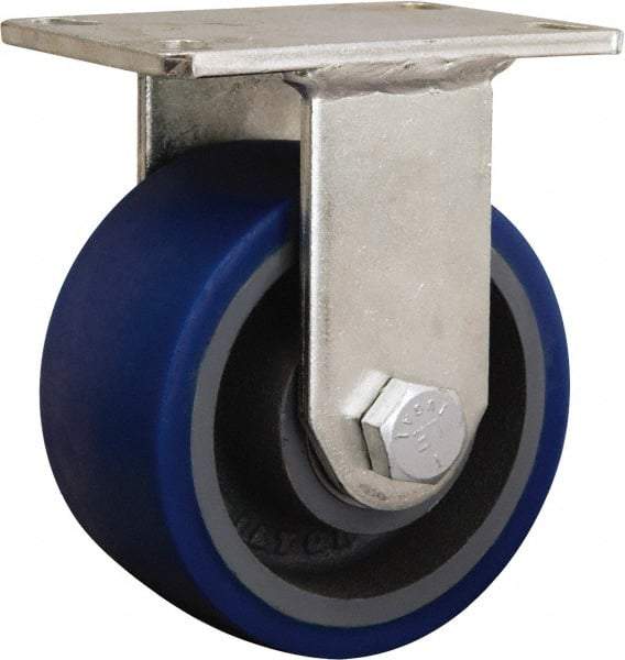 Hamilton - 7-7/8" Diam x 2-1/4" Wide x 10-3/16" OAH Top Plate Mount Rigid Caster - Cast Iron, 3,500 Lb Capacity, Tapered Roller Bearing, 5-1/4 x 7-1/4" Plate - Industrial Tool & Supply