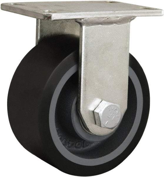Hamilton - 8" Diam x 2-3/4" Wide, Iron Rigid Caster - 2,500 Lb Capacity, Top Plate Mount, 5-1/4" x 7-1/4" Plate, Tapered Roller Bearing - Industrial Tool & Supply