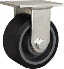 Hamilton - 8" Diam x 2-3/4" Wide, Iron Rigid Caster - 2,500 Lb Capacity, Top Plate Mount, 5-1/4" x 7-1/4" Plate, Tapered Roller Bearing - Industrial Tool & Supply