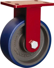 Hamilton - 8" Diam x 3" Wide x 10-1/8" OAH Top Plate Mount Rigid Caster - Polyurethane, 2,700 Lb Capacity, Sealed Precision Ball Bearing, 5 x 7" Plate - Industrial Tool & Supply