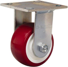 Hamilton - 4" Diam x 2" Wide x 5-5/8" OAH Top Plate Mount Rigid Caster - Polyurethane Mold on Polypropylene, 750 Lb Capacity, Straight Roller Bearing, 4 x 4-1/2" Plate - Industrial Tool & Supply