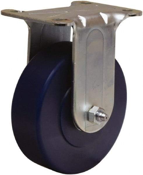 Hamilton - 4" Diam x 1-1/4" Wide x 5" OAH Top Plate Mount Rigid Caster - Polyurethane, 325 Lb Capacity, Straight Roller Bearing, 2-3/4 x 3-3/4" Plate - Industrial Tool & Supply