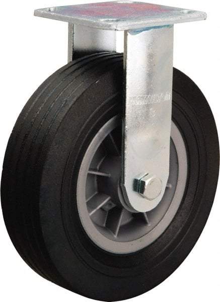 Hamilton - 8" Diam x 2-1/2" Wide, Rubber Rigid Caster - 400 Lb Capacity, Top Plate Mount, 4" x 4-1/2" Plate, Ball Bearing - Industrial Tool & Supply
