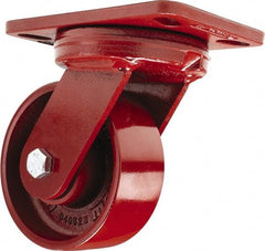 Hamilton - 5" Diam x 2" Wide x 6-3/4" OAH Top Plate Mount Swivel Caster - Cast Iron, 1,300 Lb Capacity, Sealed Precision Ball Bearing, 4-1/2 x 6-1/2" Plate - Industrial Tool & Supply