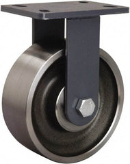 Hamilton - 8" Diam x 3" Wide x 10-1/4" OAH Top Plate Mount Rigid Caster - Forged Steel, 2,400 Lb Capacity, Tapered Roller Bearing, 5 x 7" Plate - Industrial Tool & Supply