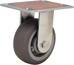 Hamilton - 5" Diam x 2" Wide x 6-1/2" OAH Top Plate Mount Rigid Caster - Rubber Mold on Polyolefin, 350 Lb Capacity, Straight Roller Bearing, 4-1/2 x 6-1/4" Plate - Industrial Tool & Supply